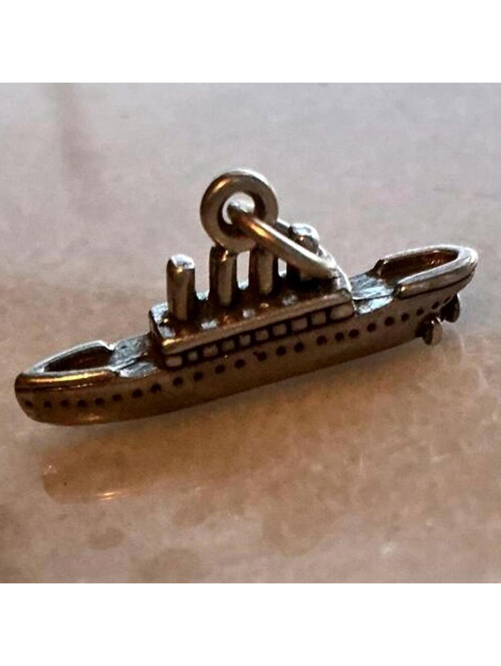 3D Ocean Steam Liner Cruise Ship Titanic 925 Sterling Silver Charm MADE IN USA